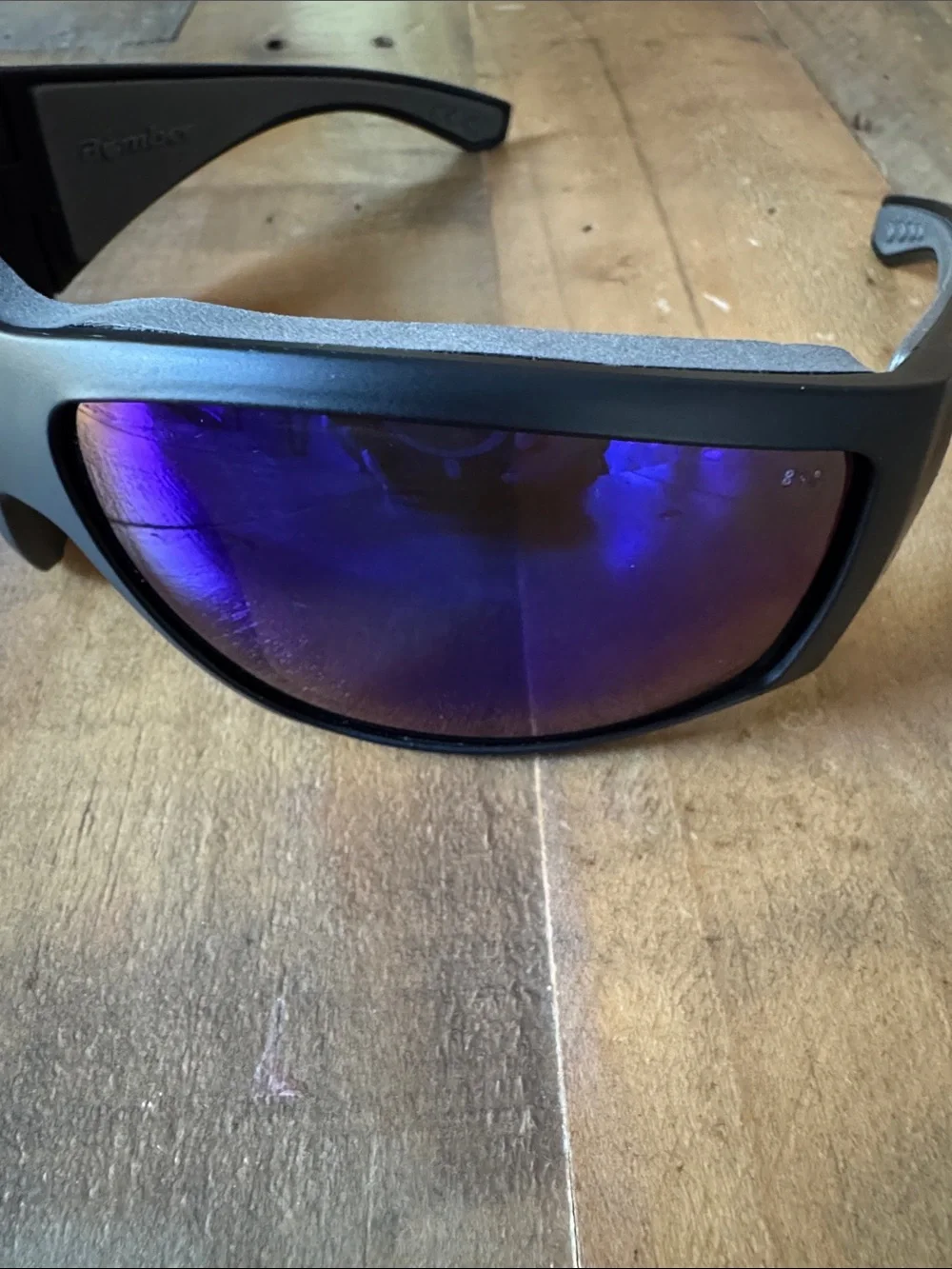 Bomber Sport Polarized Sunglasses - Black Frame with Blue Mirrored Lenses NWT